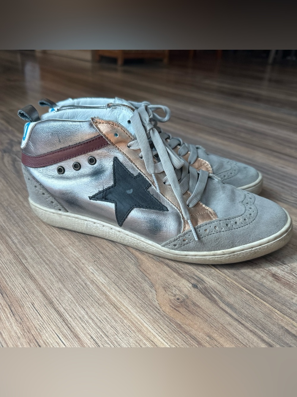 Freebird By Steven Size 9 FB516 Pewter Multi Sneakers Metallic Distressed 516